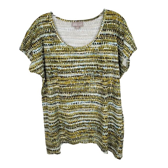 J Jill Size M Shirt Perfect Pima Tee Scoop Neck Curve Hem 100% Cotton Cap Sleeve - Picture 2 of 6